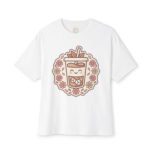 Boba Tea Floral Graphic Tee — Cute Bubble Tea Shirt