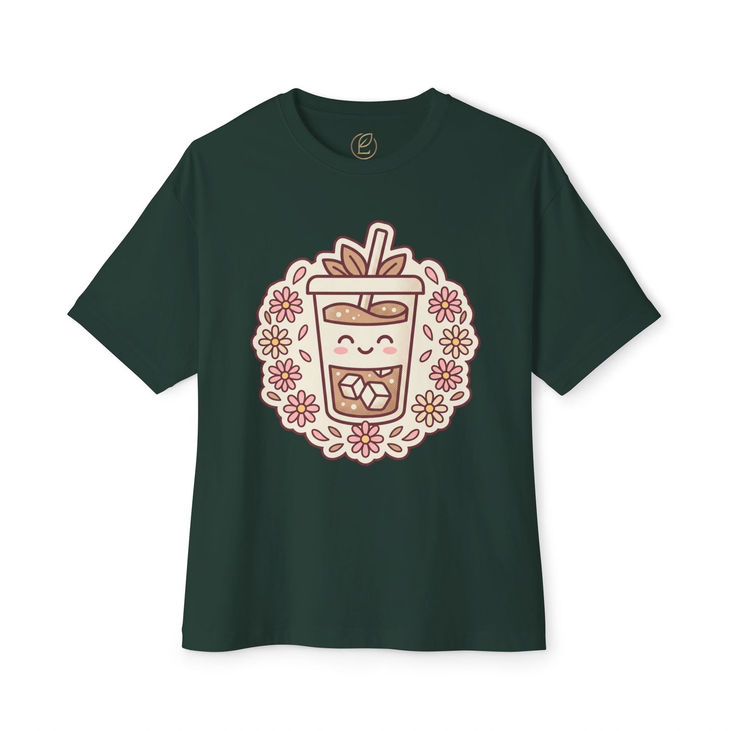 Boba Tea Floral Graphic Tee — Cute Bubble Tea Shirt