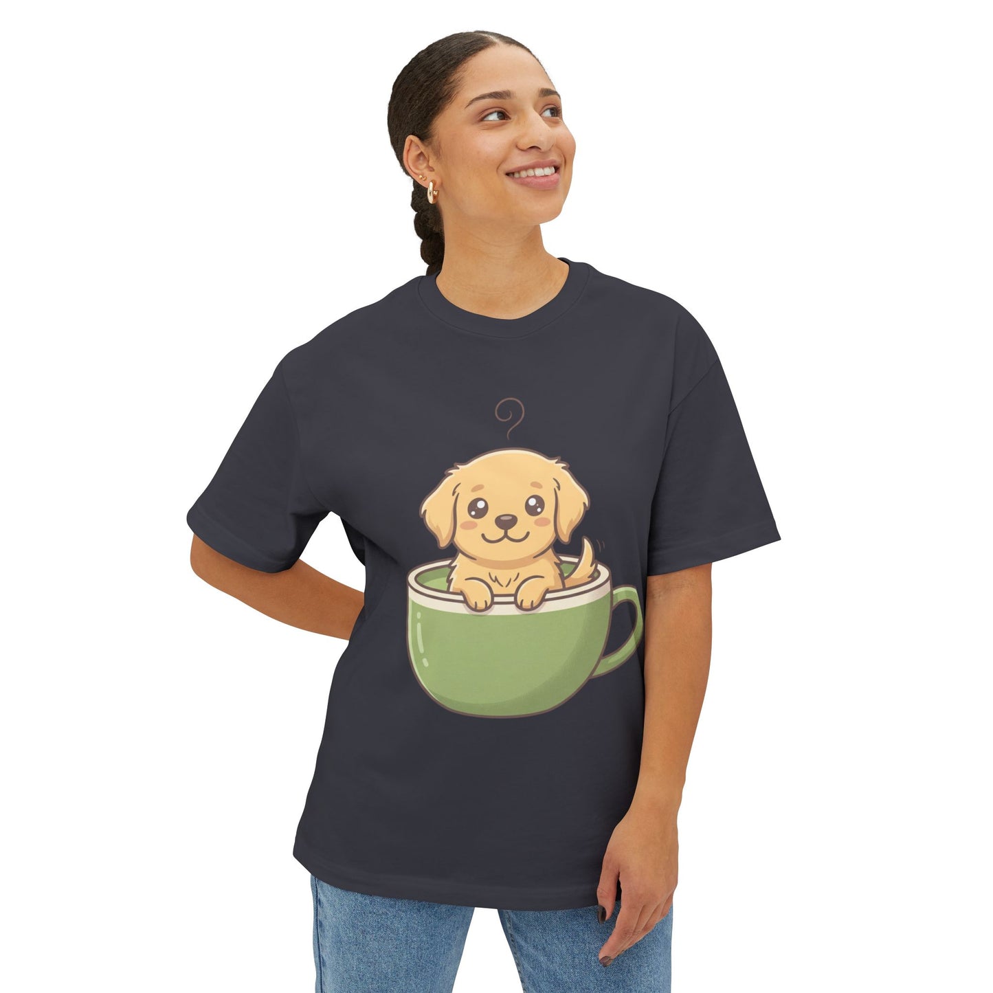Cute Puppy in Tea Cup Oversized Tee