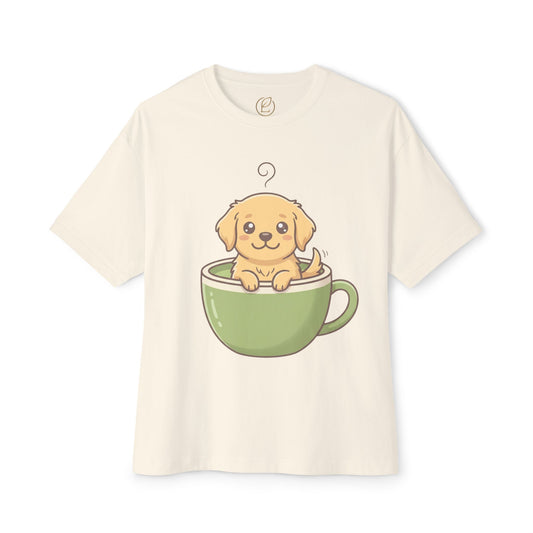 Cute Puppy in Tea Cup Oversized Tee