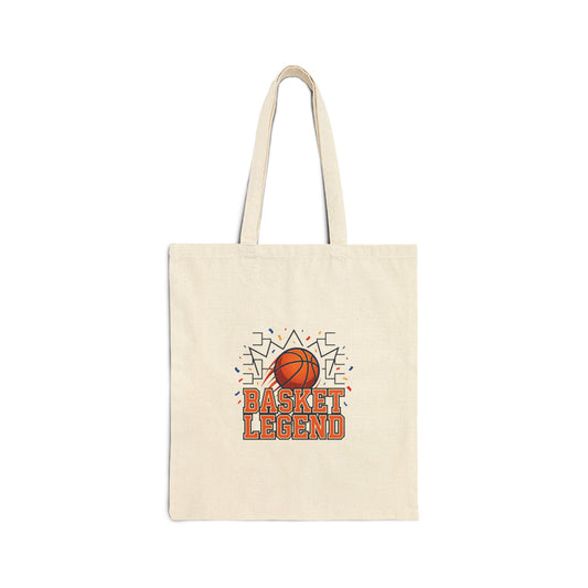 Basket Legend Canvas Tote Bag – Basketball Fan Gift, Sporty Reusable Grocery & Gym Bag