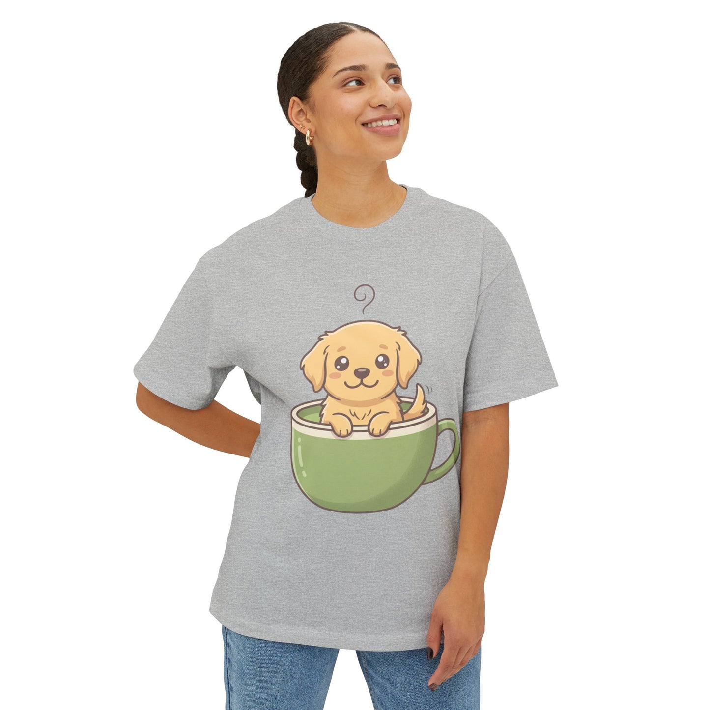 Cute Puppy in Tea Cup Oversized Tee