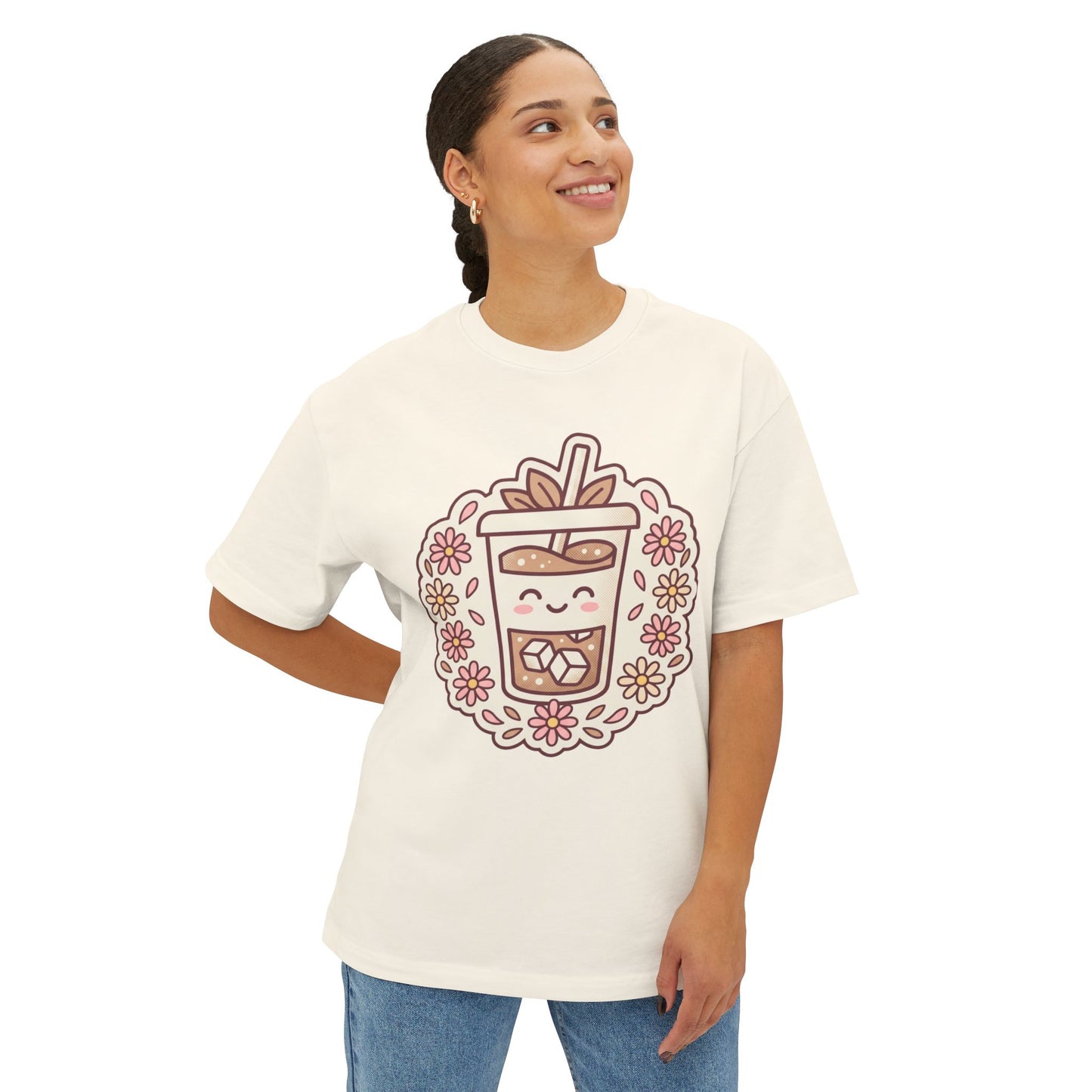 Boba Tea Floral Graphic Tee — Cute Bubble Tea Shirt