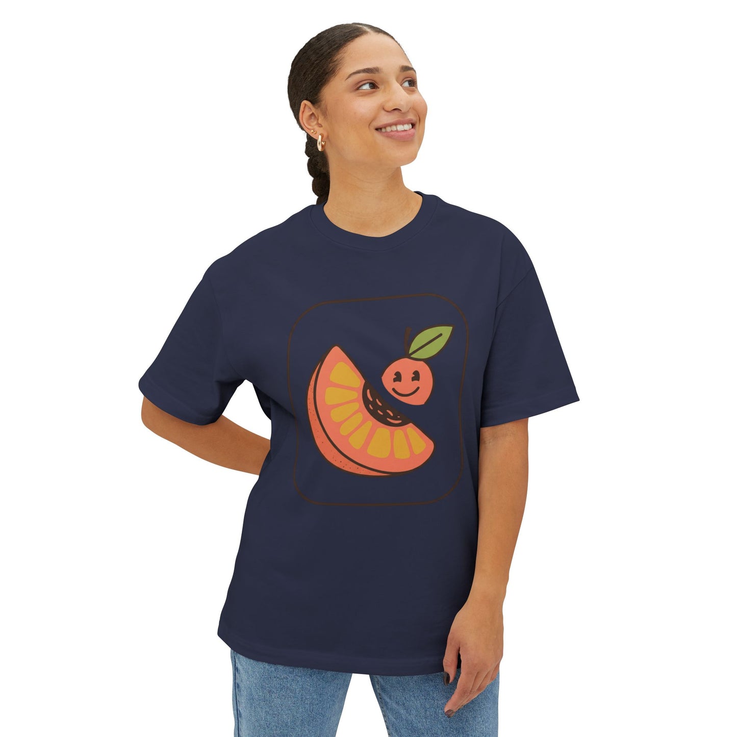 Graphic Tee — Cute Citrus Slice & Smiling Orange Illustration