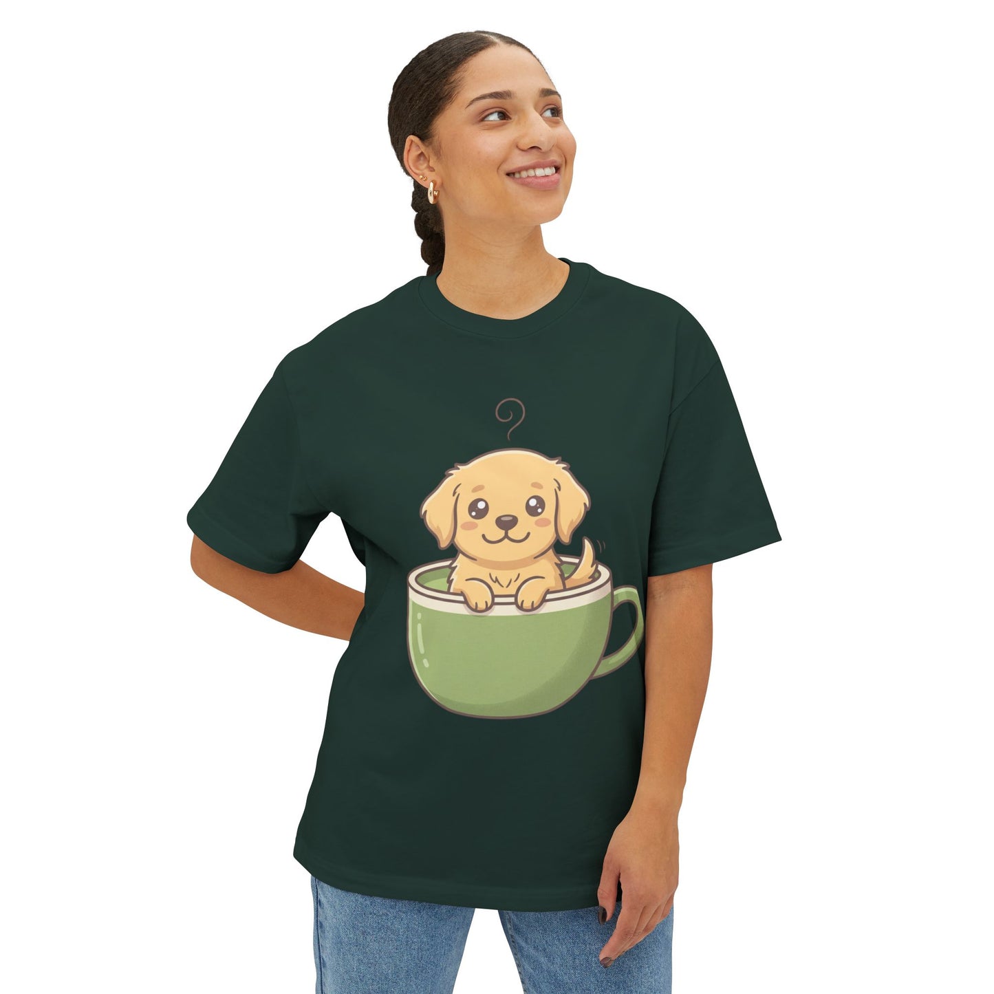 Cute Puppy in Tea Cup Oversized Tee