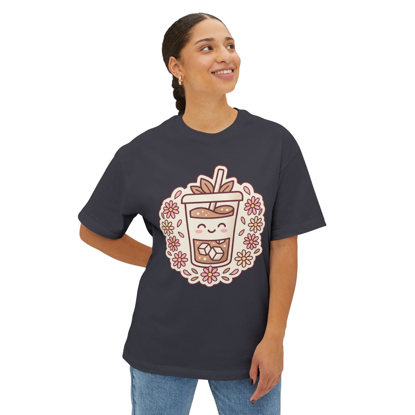 Boba Tea Floral Graphic Tee — Cute Bubble Tea Shirt