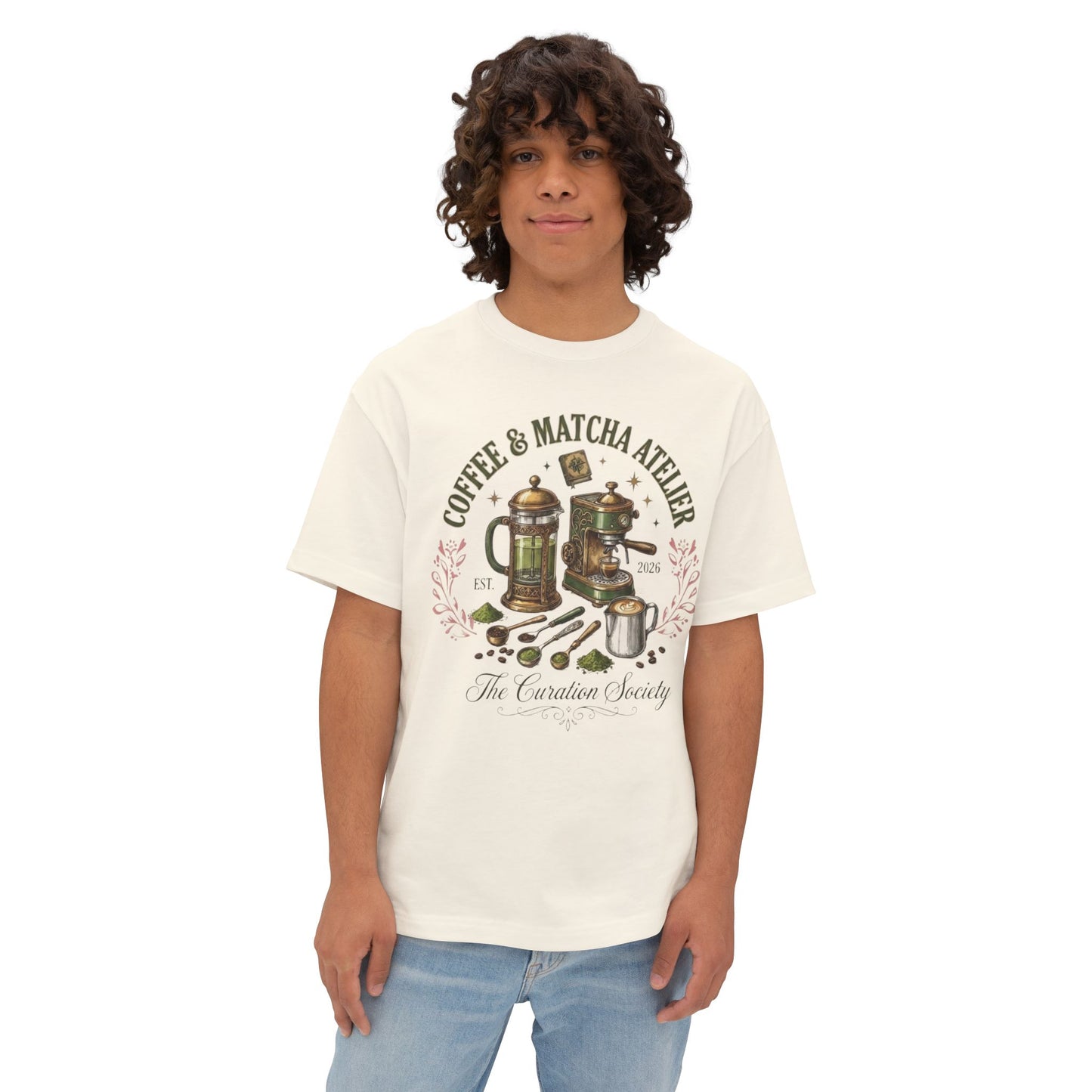 Coffee & Matcha Atelier Tee — Vintage Coffee & Tea Brewing Graphic Shirt