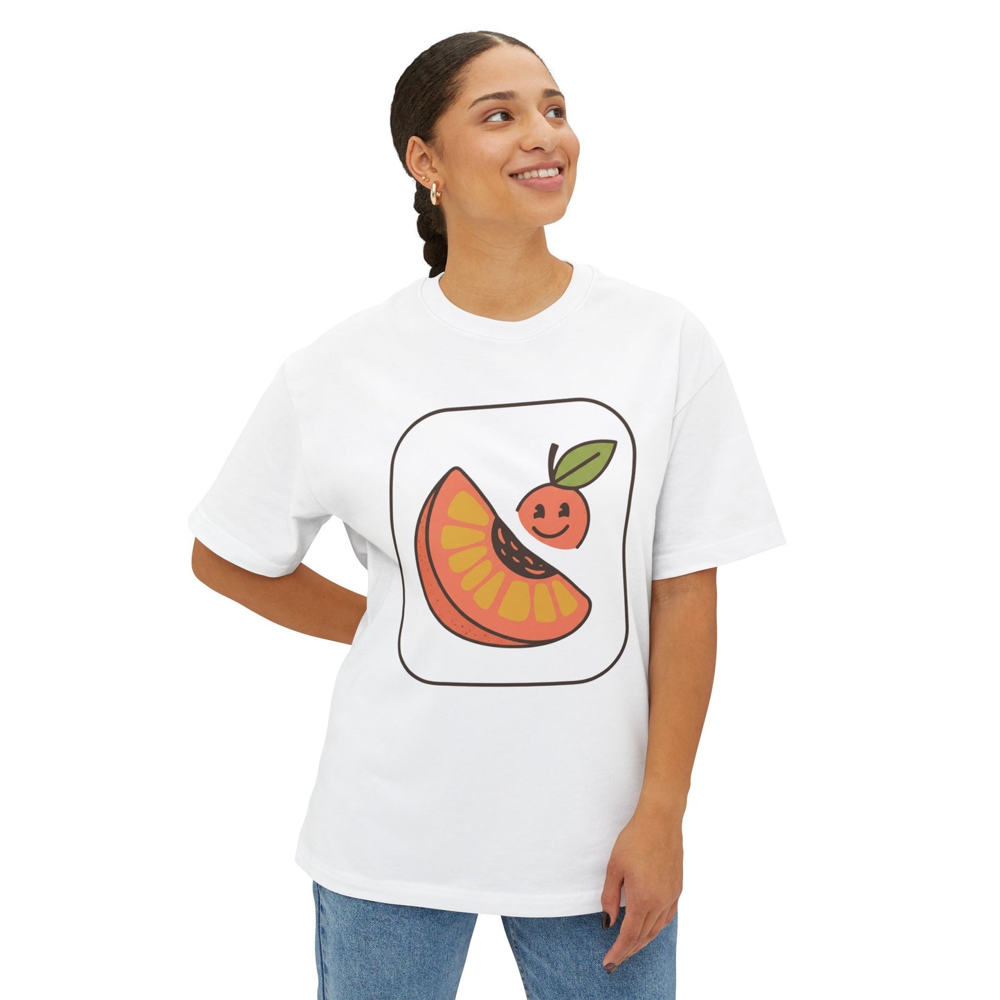 Graphic Tee — Cute Citrus Slice & Smiling Orange Illustration