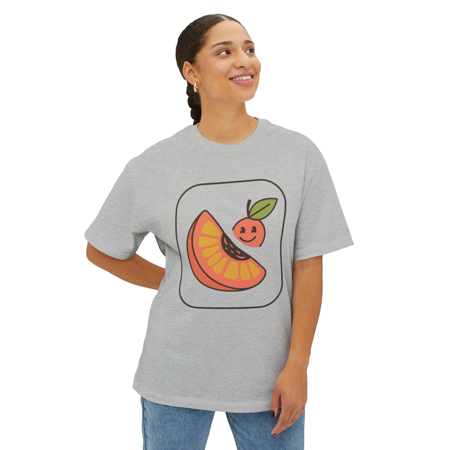 Graphic Tee — Cute Citrus Slice & Smiling Orange Illustration