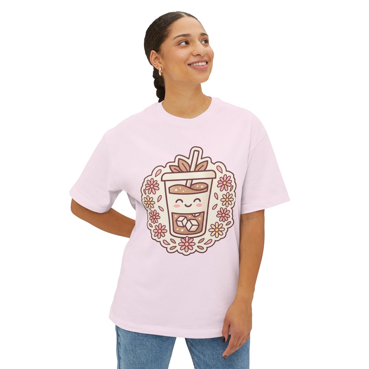 Boba Tea Floral Graphic Tee — Cute Bubble Tea Shirt