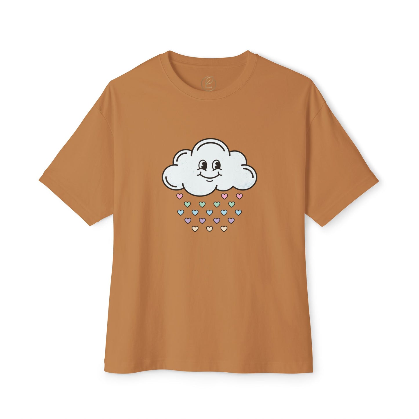 Cloud Smile Tee — Cute Rain of Hearts Oversized T‑Shirt