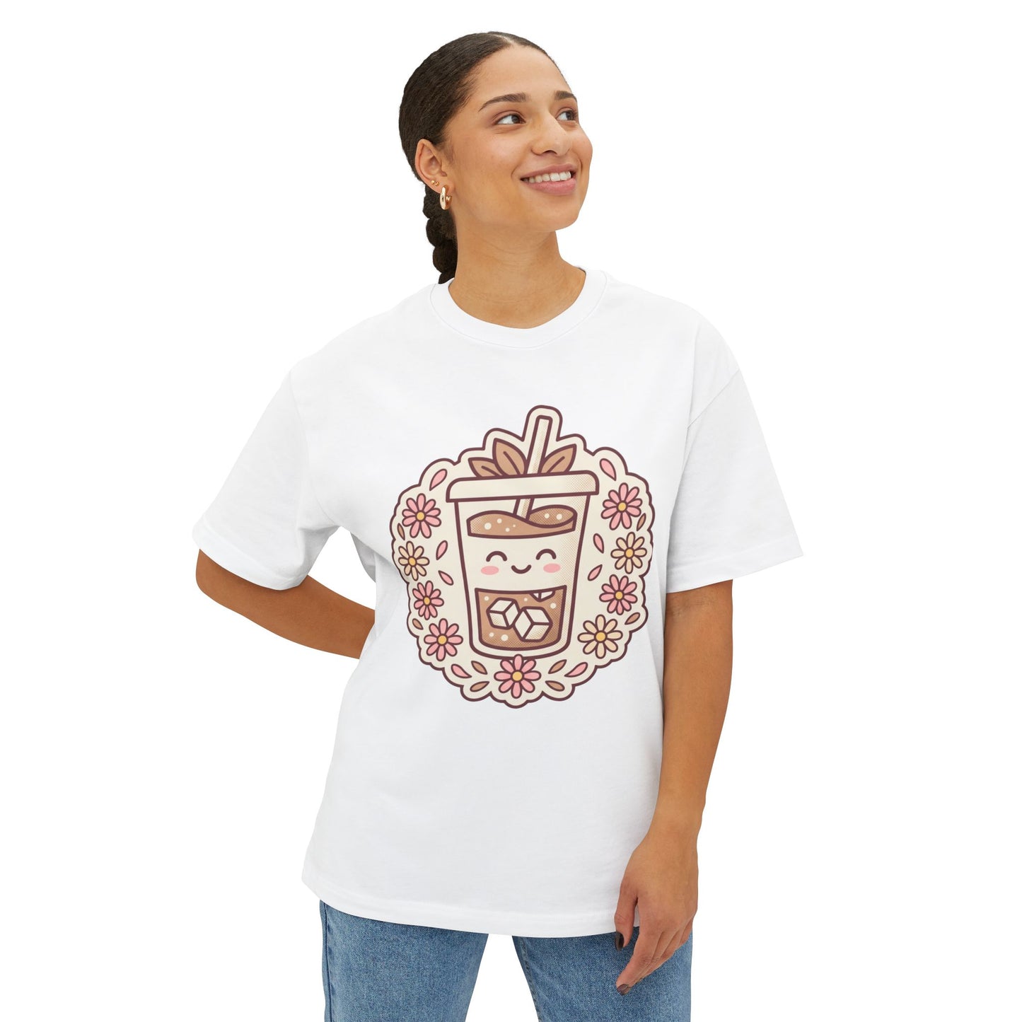 Boba Tea Floral Graphic Tee — Cute Bubble Tea Shirt