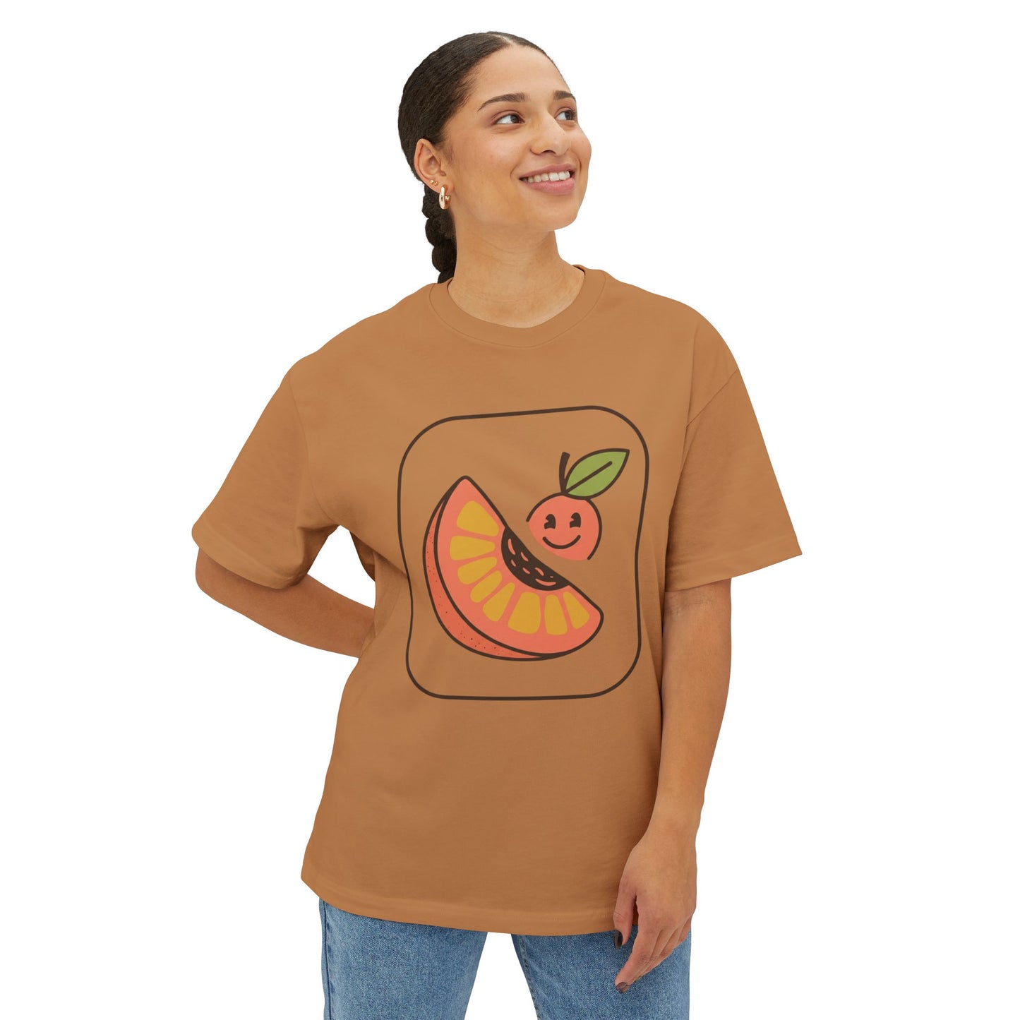 Graphic Tee — Cute Citrus Slice & Smiling Orange Illustration