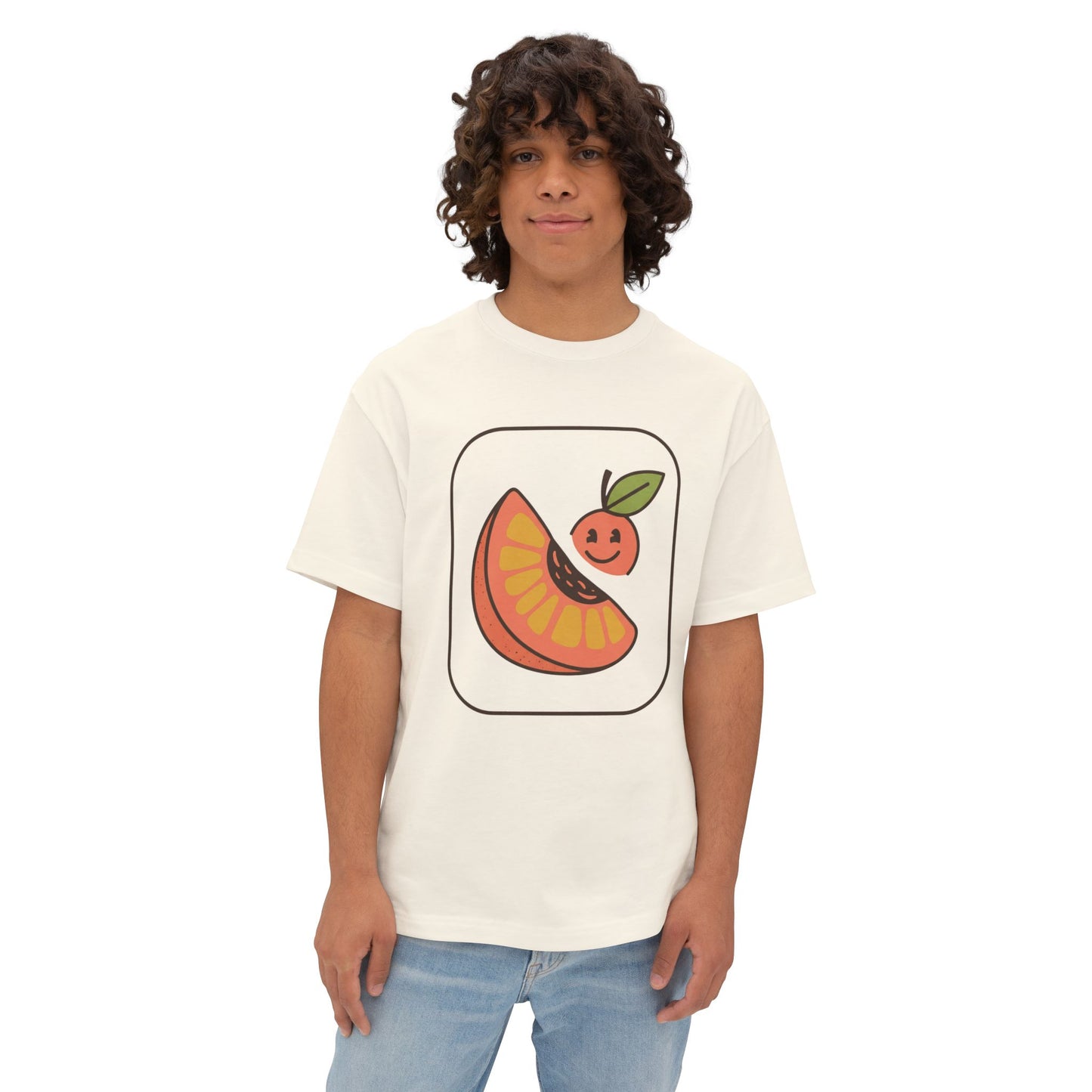 Graphic Tee — Cute Citrus Slice & Smiling Orange Illustration