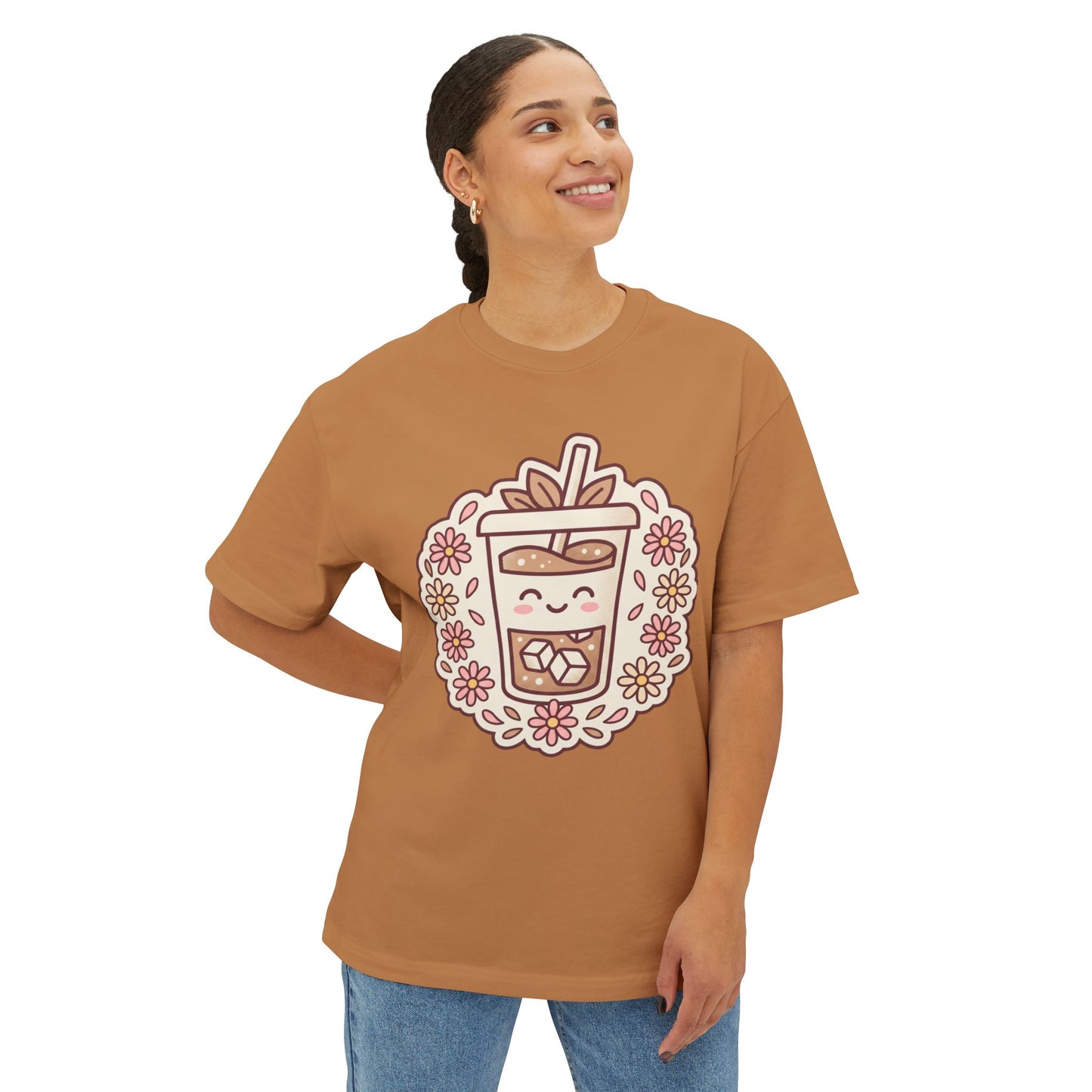 Boba Tea Floral Graphic Tee — Cute Bubble Tea Shirt