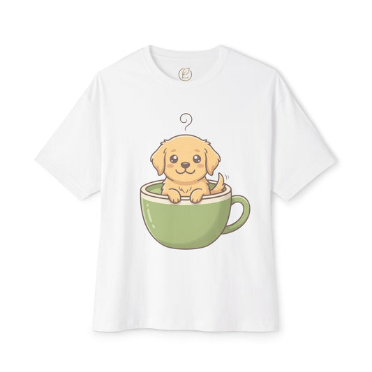 Cute Puppy in Tea Cup Oversized Tee