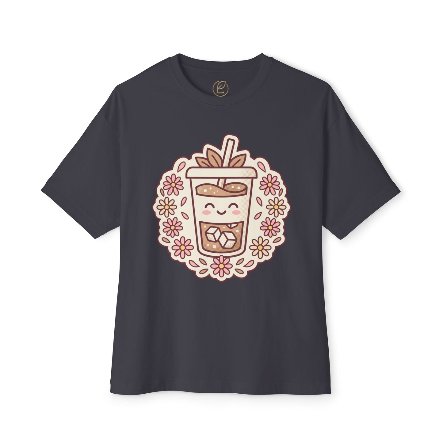 Boba Tea Floral Graphic Tee — Cute Bubble Tea Shirt
