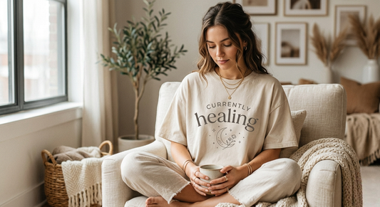 Healing Tee — "Currently Healing" Oversized Comfort Shirt