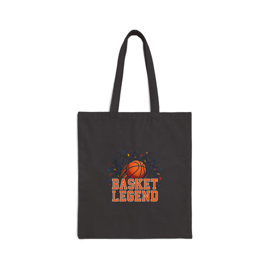 Basket Legend Canvas Tote Bag – Basketball Fan Gift, Sporty Reusable Grocery & Gym Bag