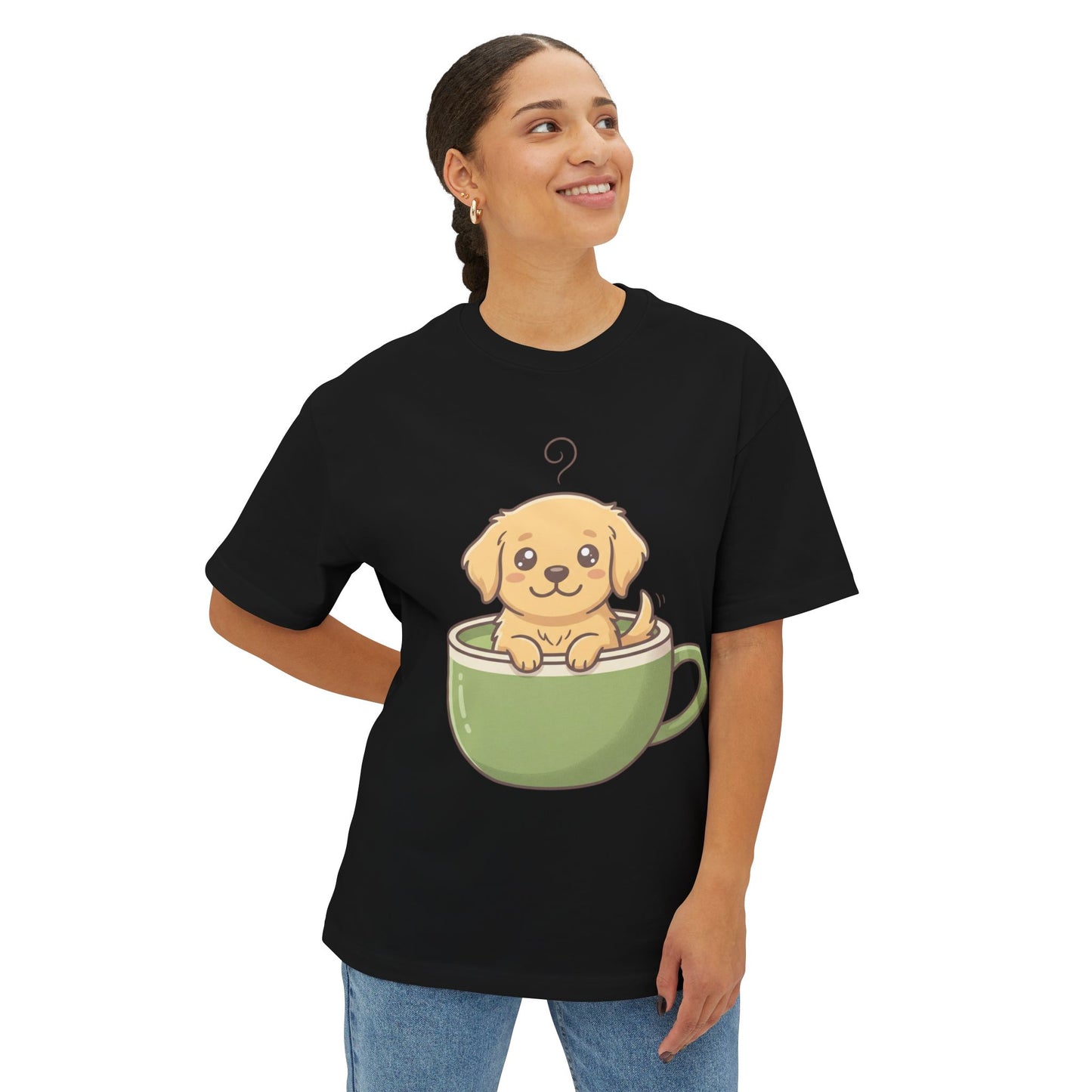Cute Puppy in Tea Cup Oversized Tee