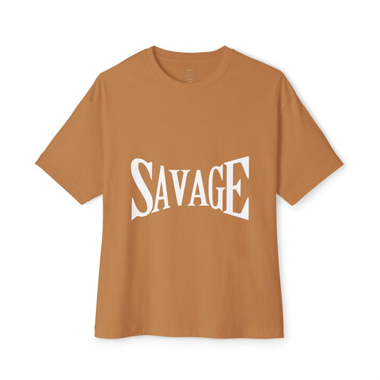 Savage Graphic Tee – Bold White Lettering Oversized Boxy T-Shirt