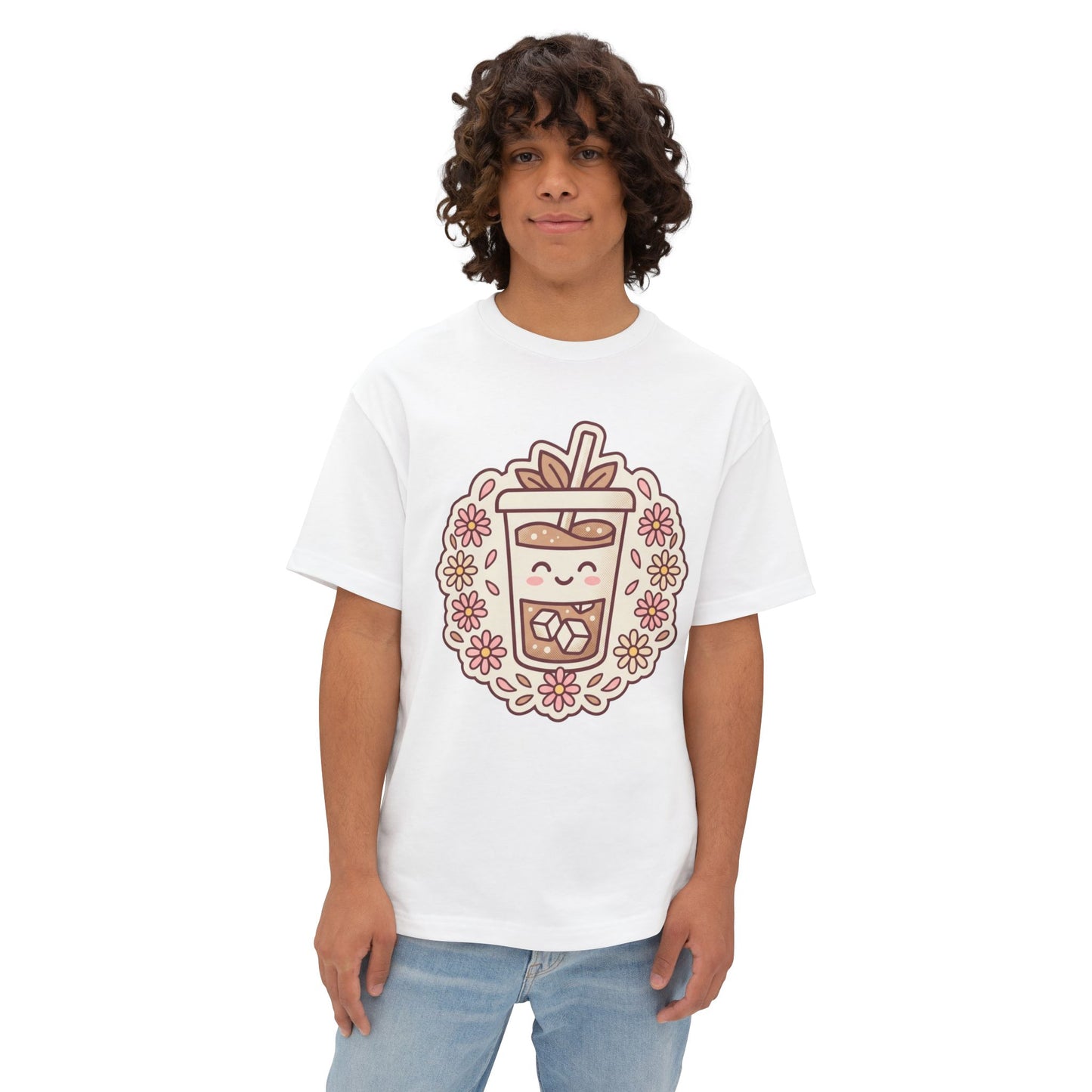 Boba Tea Floral Graphic Tee — Cute Bubble Tea Shirt
