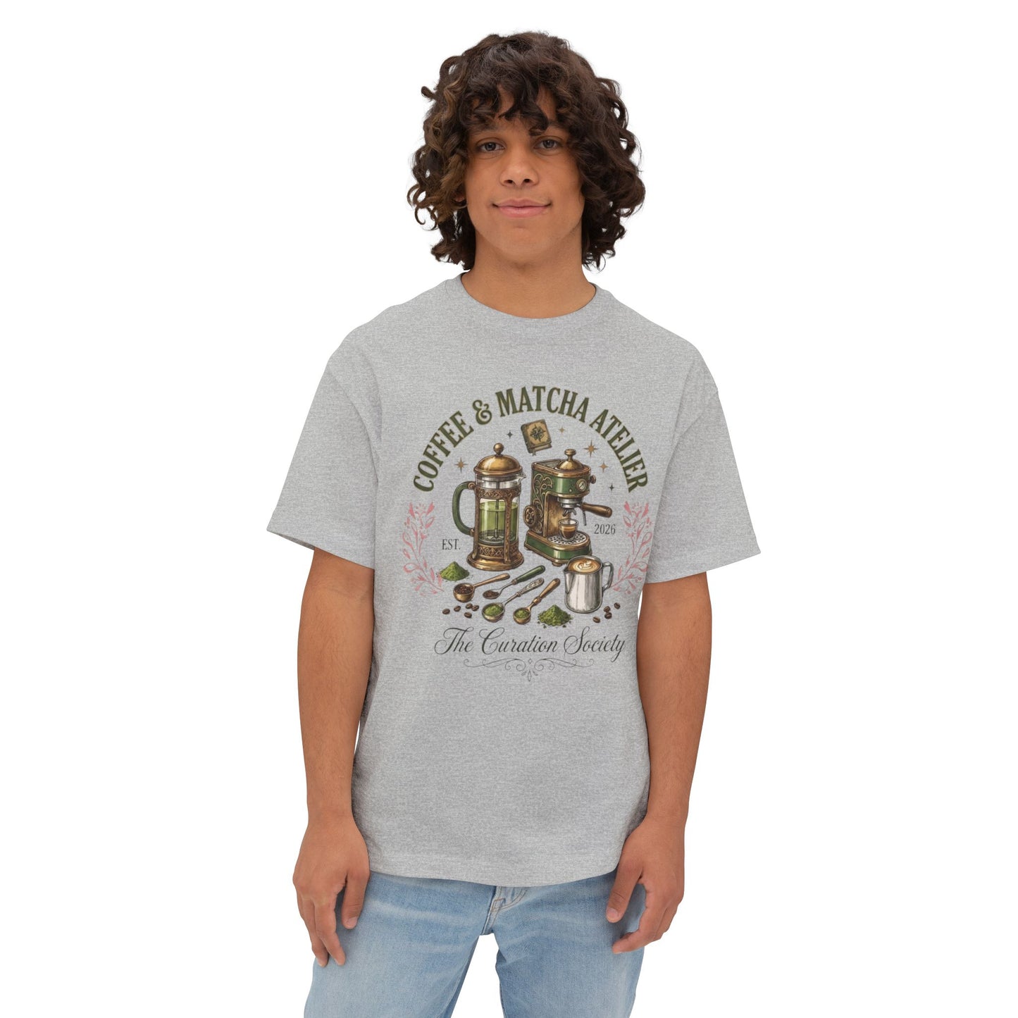 Coffee & Matcha Atelier Tee — Vintage Coffee & Tea Brewing Graphic Shirt
