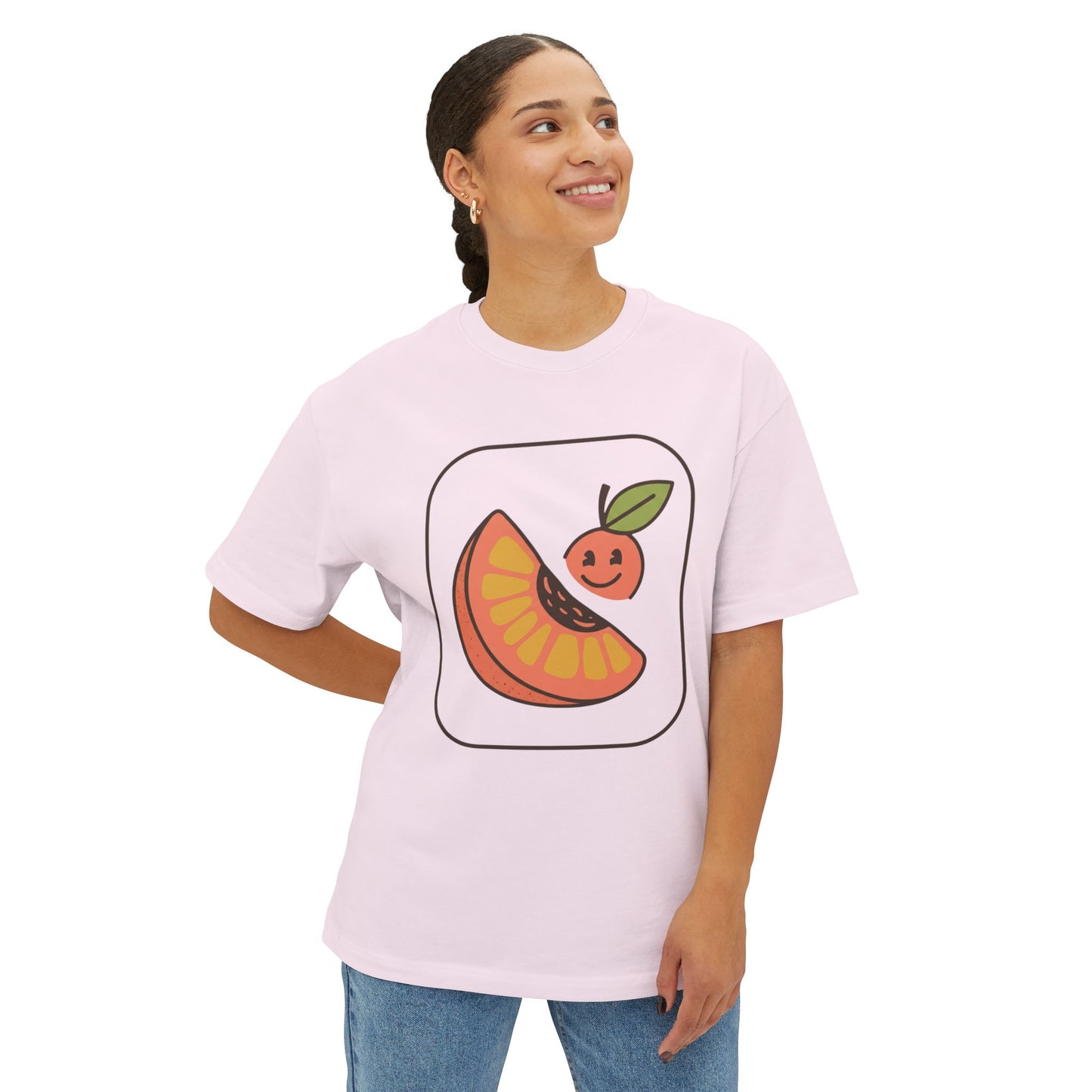 Graphic Tee — Cute Citrus Slice & Smiling Orange Illustration