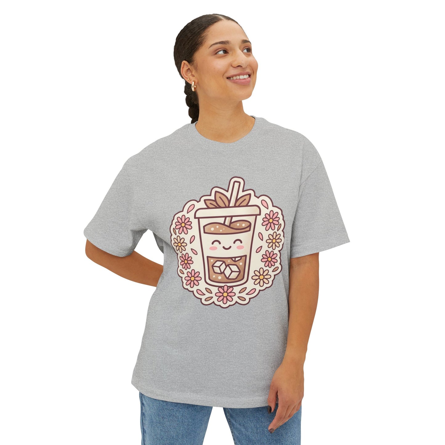 Boba Tea Floral Graphic Tee — Cute Bubble Tea Shirt