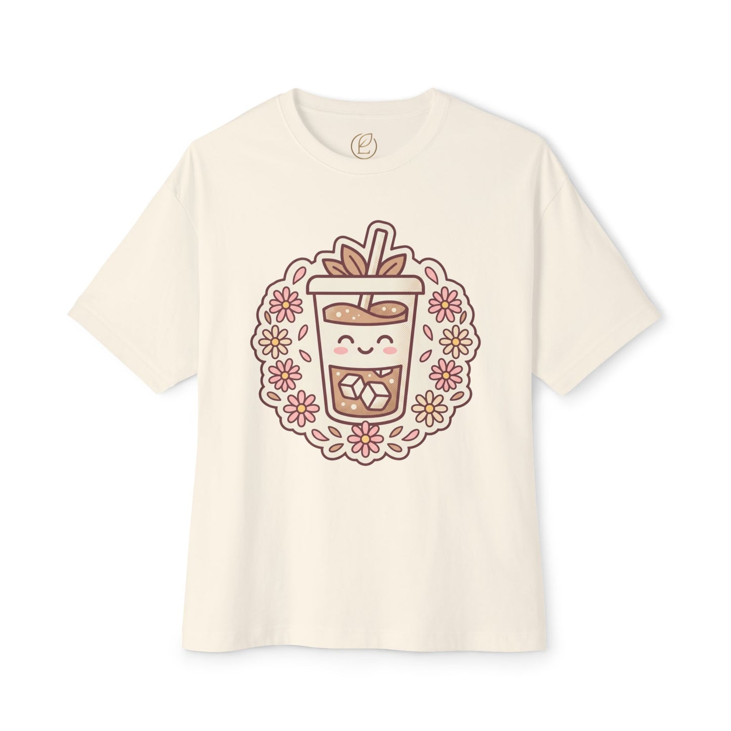 Boba Tea Floral Graphic Tee — Cute Bubble Tea Shirt