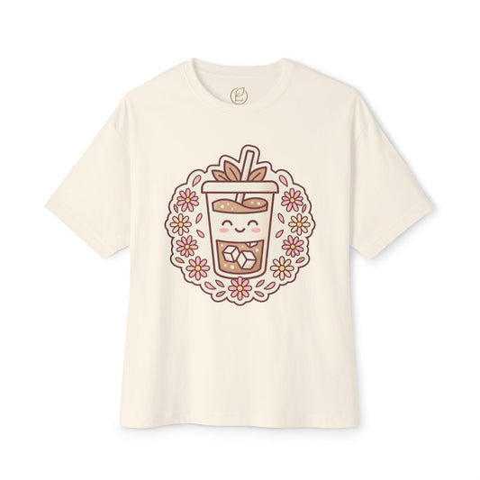 Boba Tea Floral Graphic Tee — Cute Bubble Tea Shirt