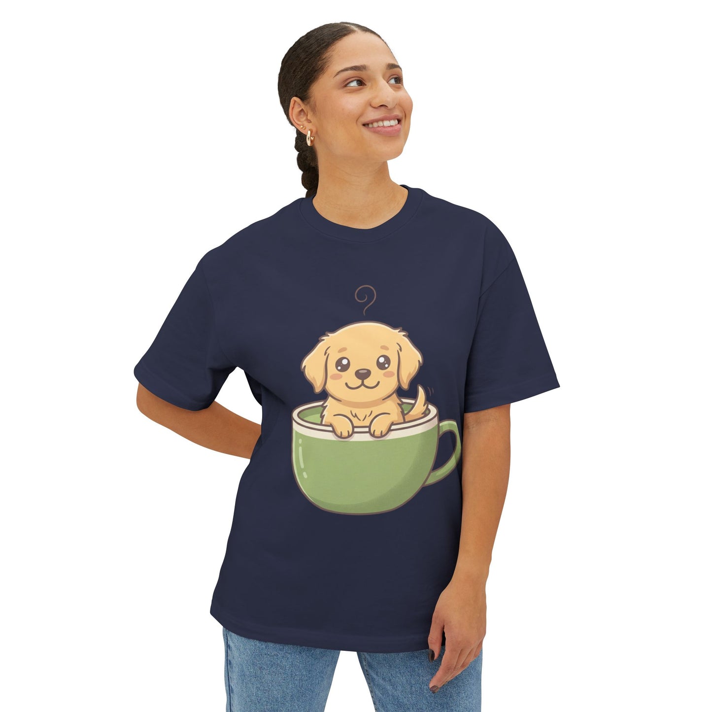 Cute Puppy in Tea Cup Oversized Tee
