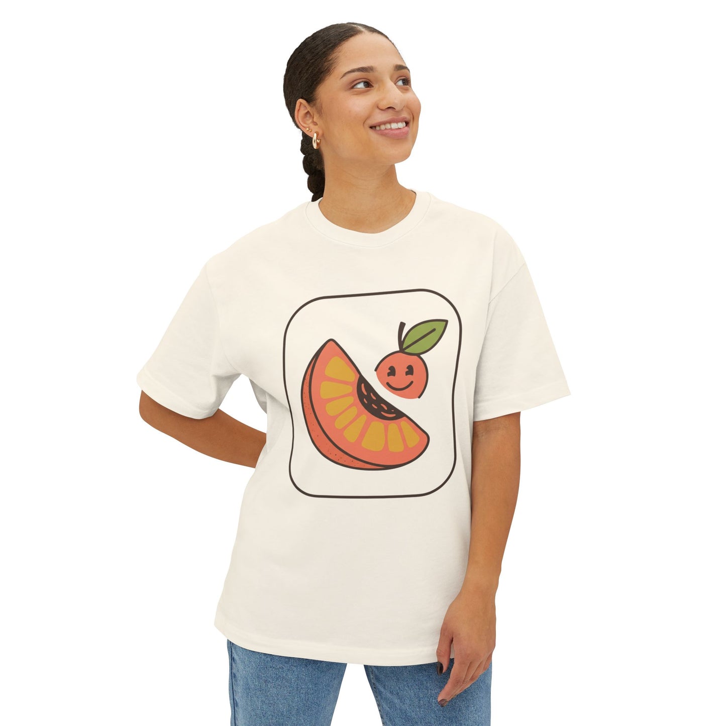 Graphic Tee — Cute Citrus Slice & Smiling Orange Illustration