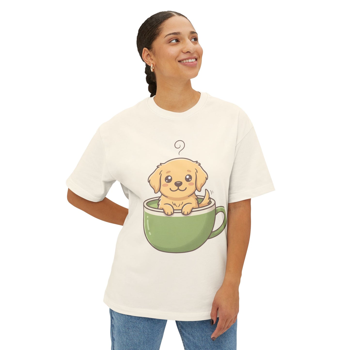Cute Puppy in Tea Cup Oversized Tee