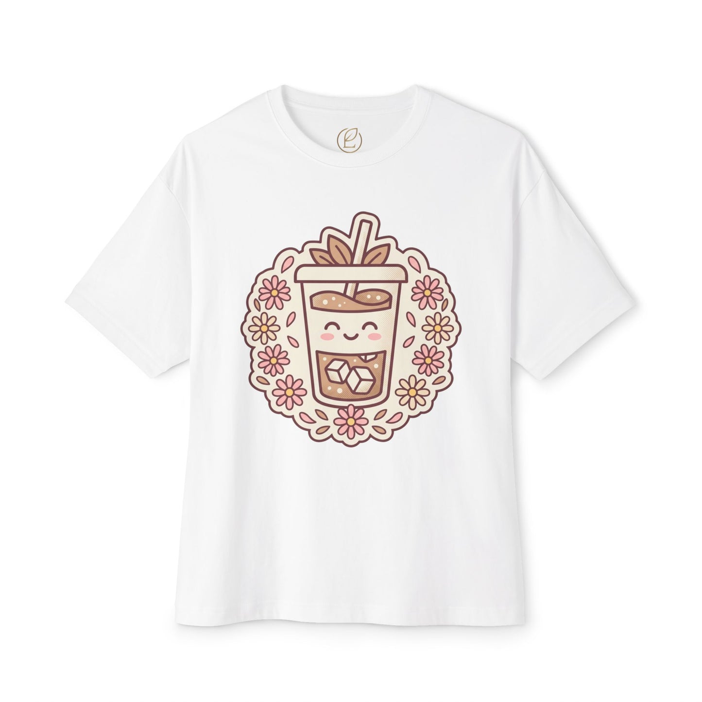 Boba Tea Floral Graphic Tee — Cute Bubble Tea Shirt