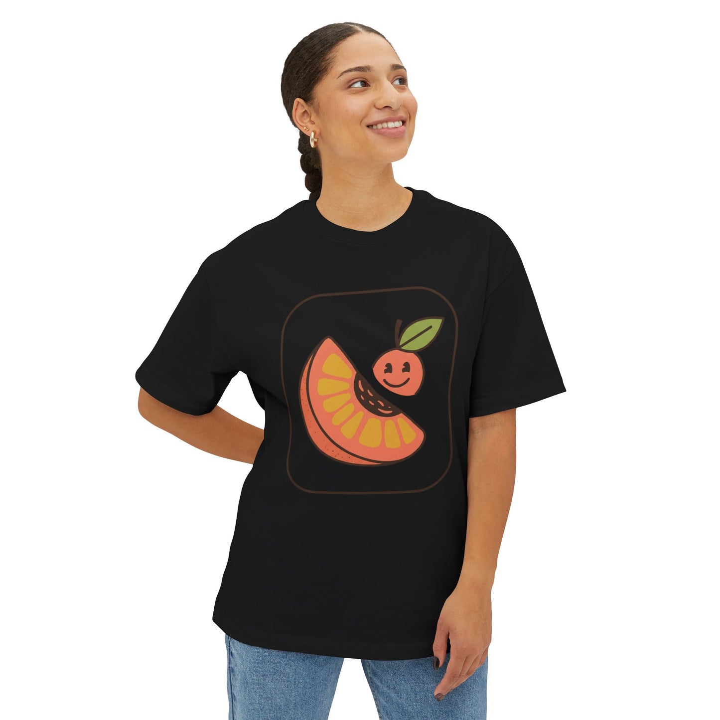 Graphic Tee — Cute Citrus Slice & Smiling Orange Illustration