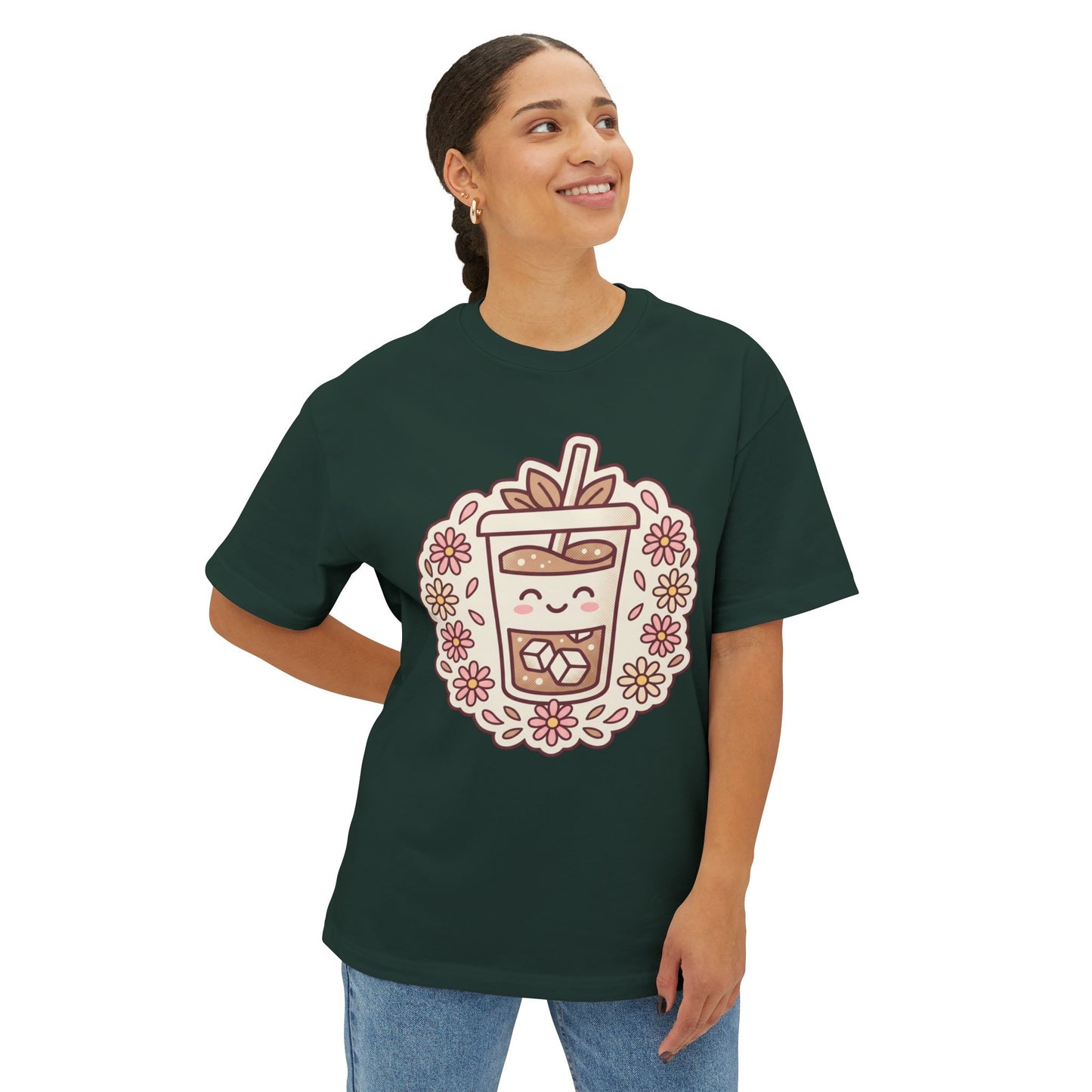 Boba Tea Floral Graphic Tee — Cute Bubble Tea Shirt
