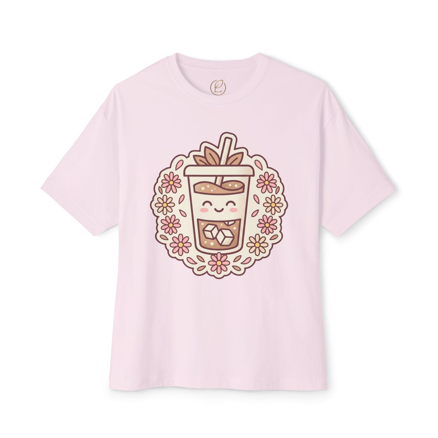 Boba Tea Floral Graphic Tee — Cute Bubble Tea Shirt