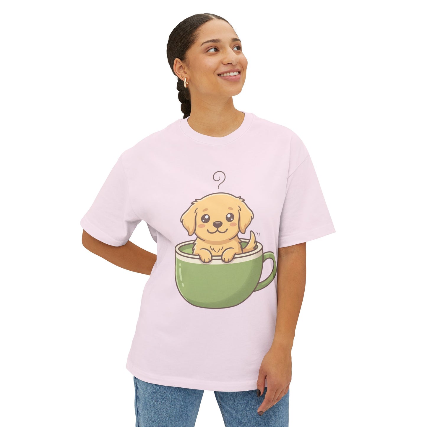 Cute Puppy in Tea Cup Oversized Tee