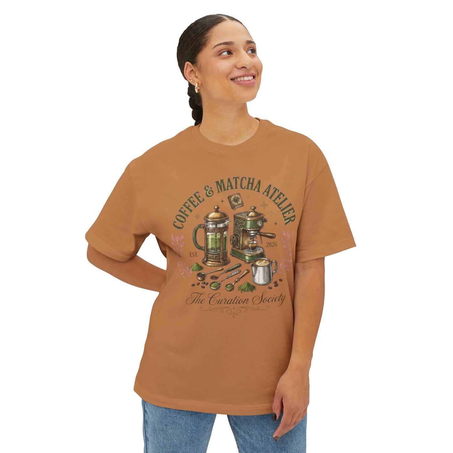 Coffee & Matcha Atelier Tee — Vintage Coffee & Tea Brewing Graphic Shirt