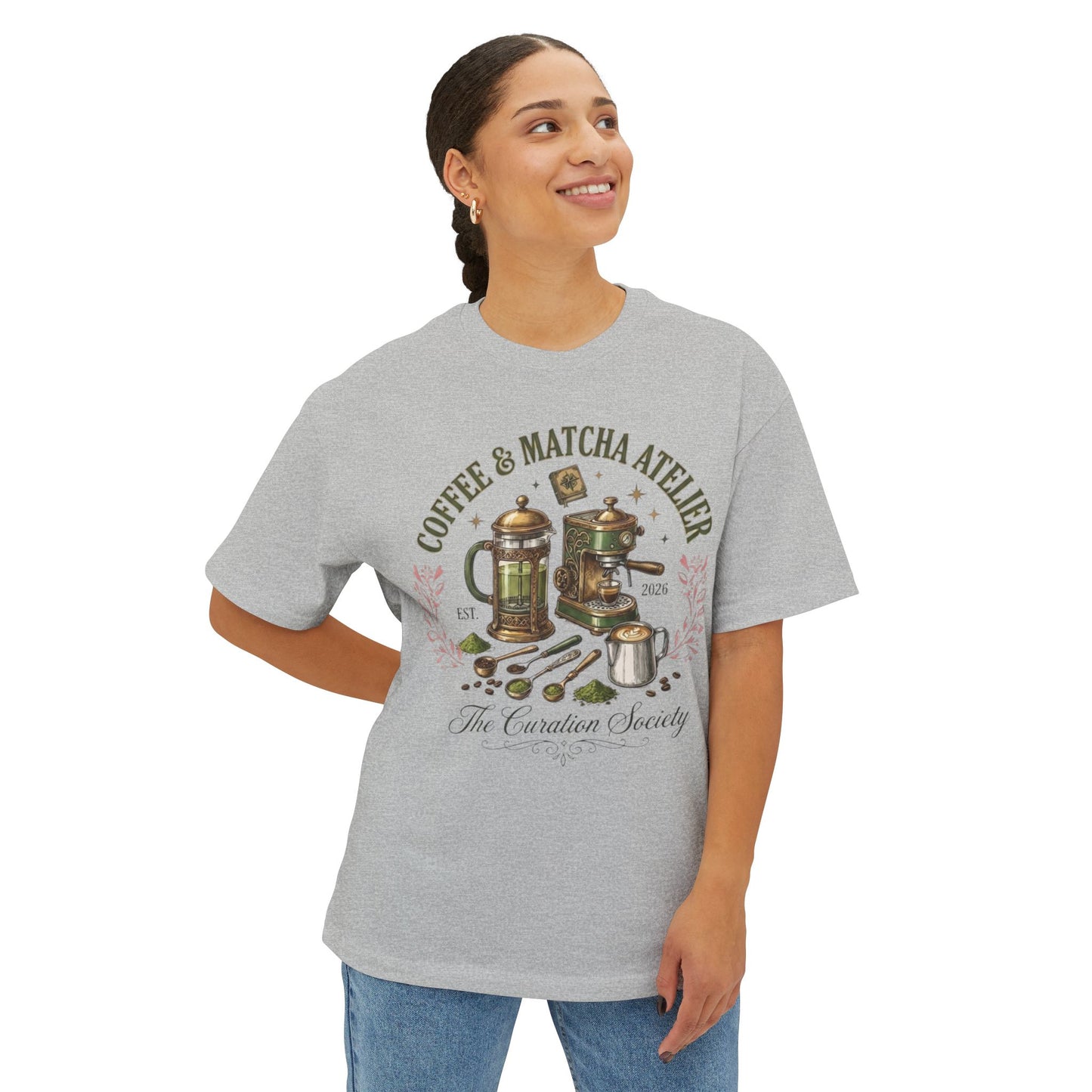 Coffee & Matcha Atelier Tee — Vintage Coffee & Tea Brewing Graphic Shirt