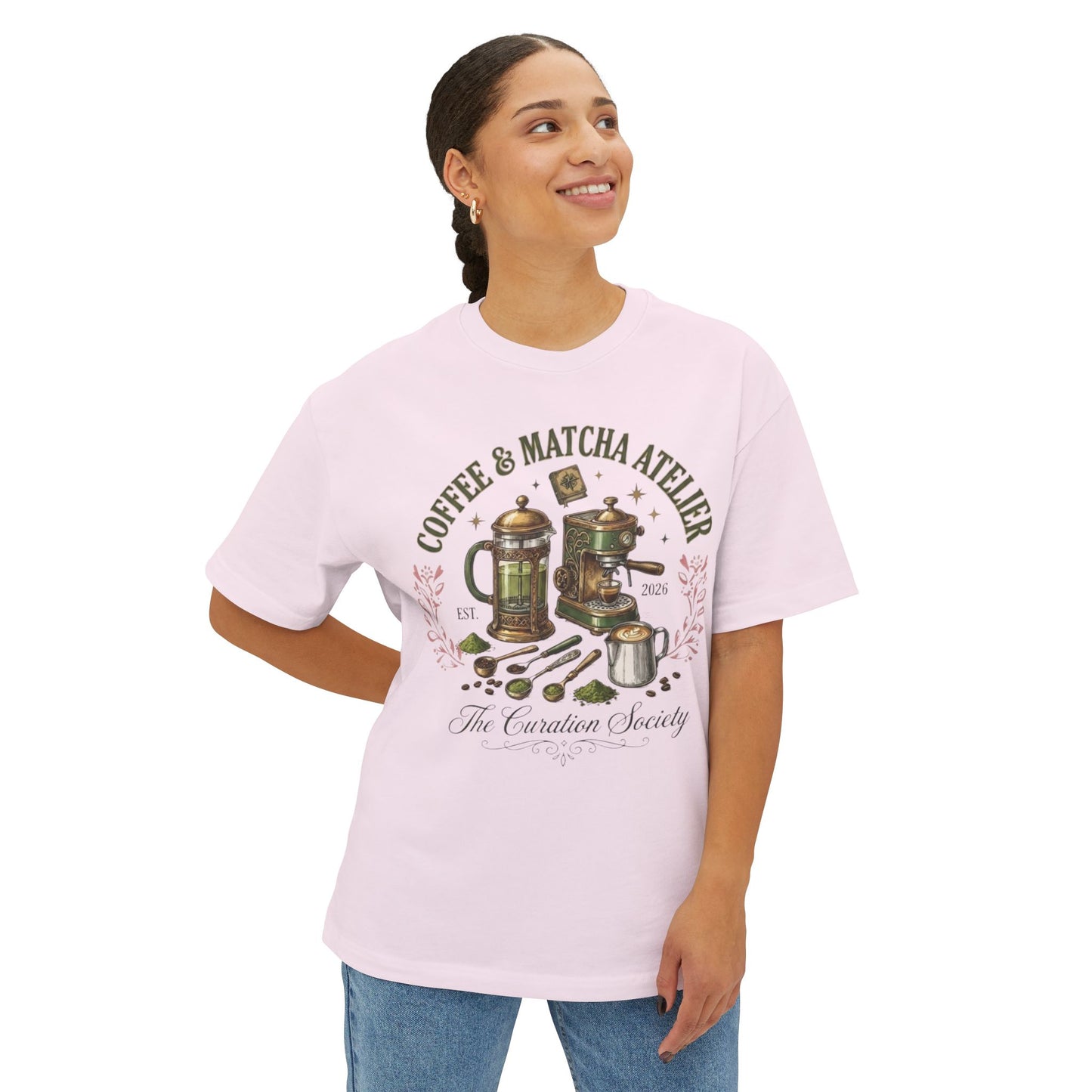 Coffee & Matcha Atelier Tee — Vintage Coffee & Tea Brewing Graphic Shirt