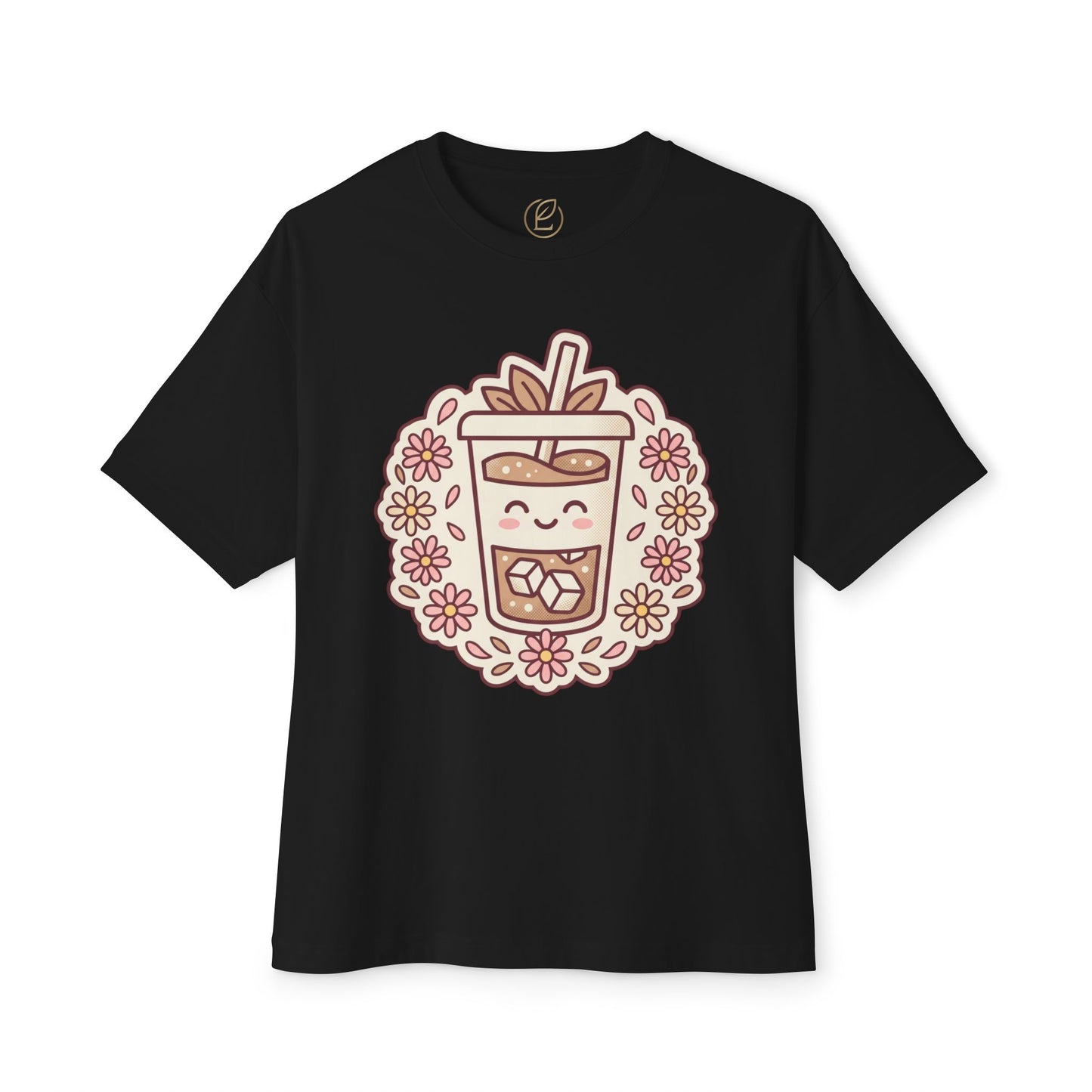 Boba Tea Floral Graphic Tee — Cute Bubble Tea Shirt